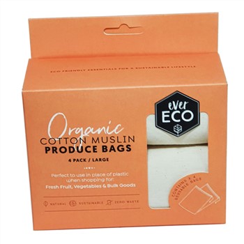 Ever Eco Reusable Produce Bags Organic Cotton Muslin 4 pack